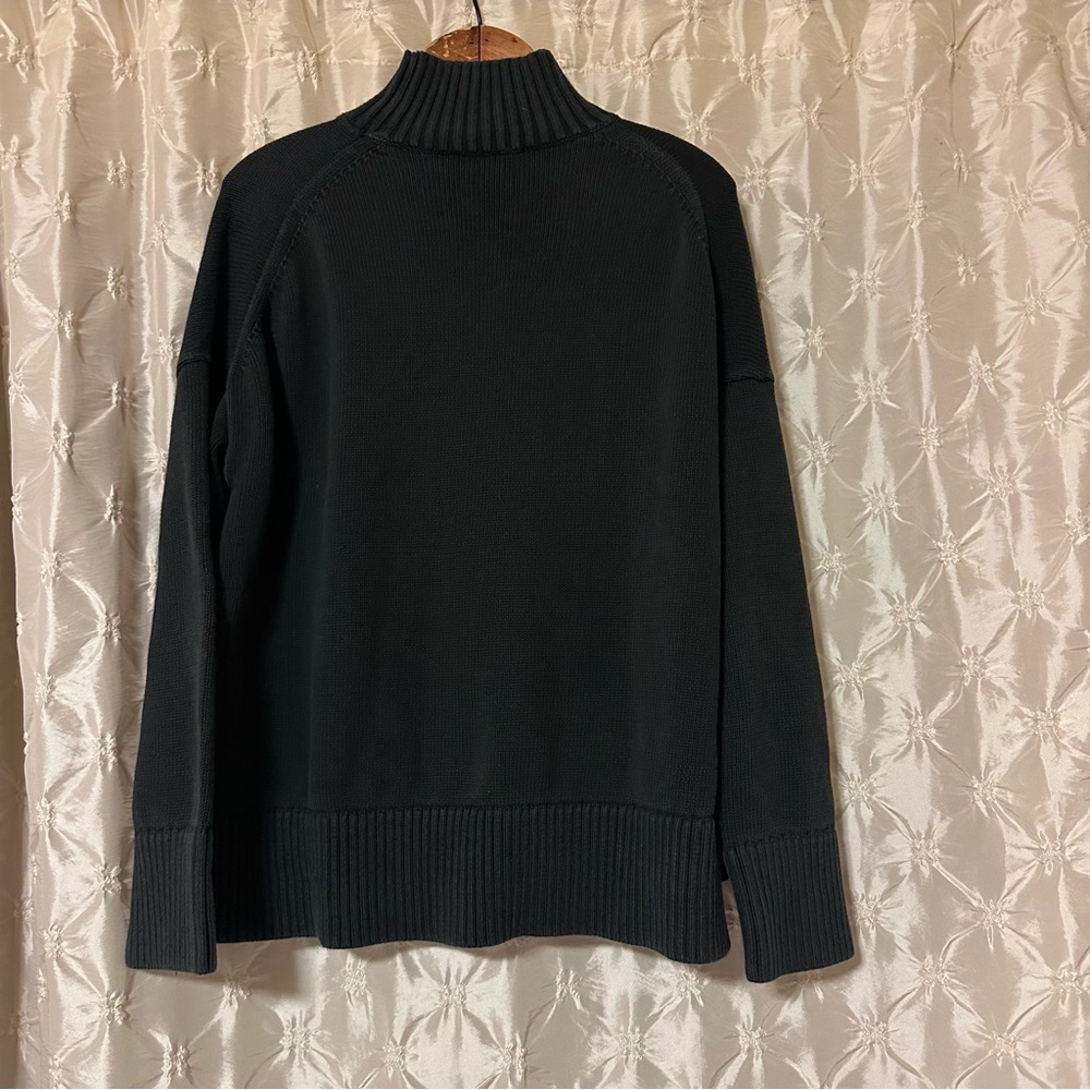 Everlane Black Cotton Mock Neck Rib Knit Sweater - Picture 7 of 12